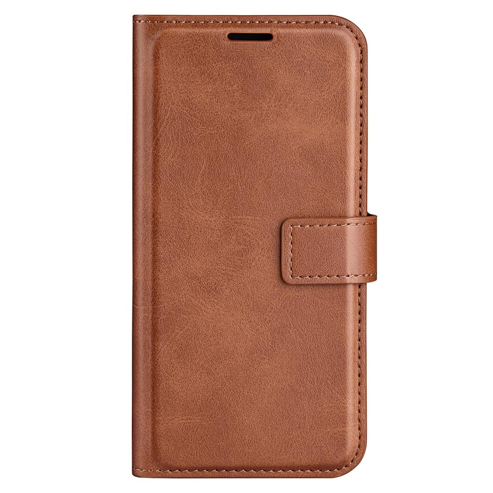 For Samsung Galaxy F34 5G / M34 5G Calf Texture Wallet Stand Cell Phone Cover Magnetic Closure PU Leather Case - Light Brown