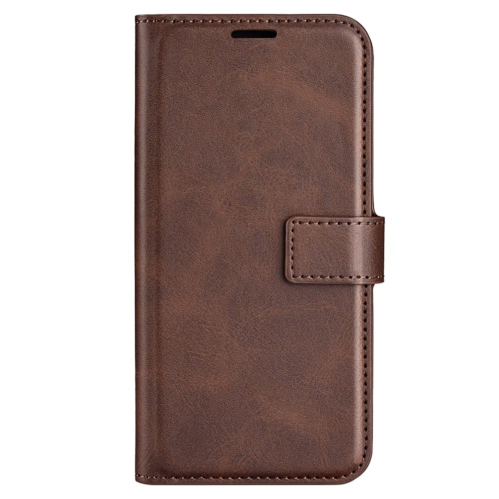 For Samsung Galaxy F34 5G / M34 5G Calf Texture Wallet Stand Cell Phone Cover Magnetic Closure PU Leather Case - Brown