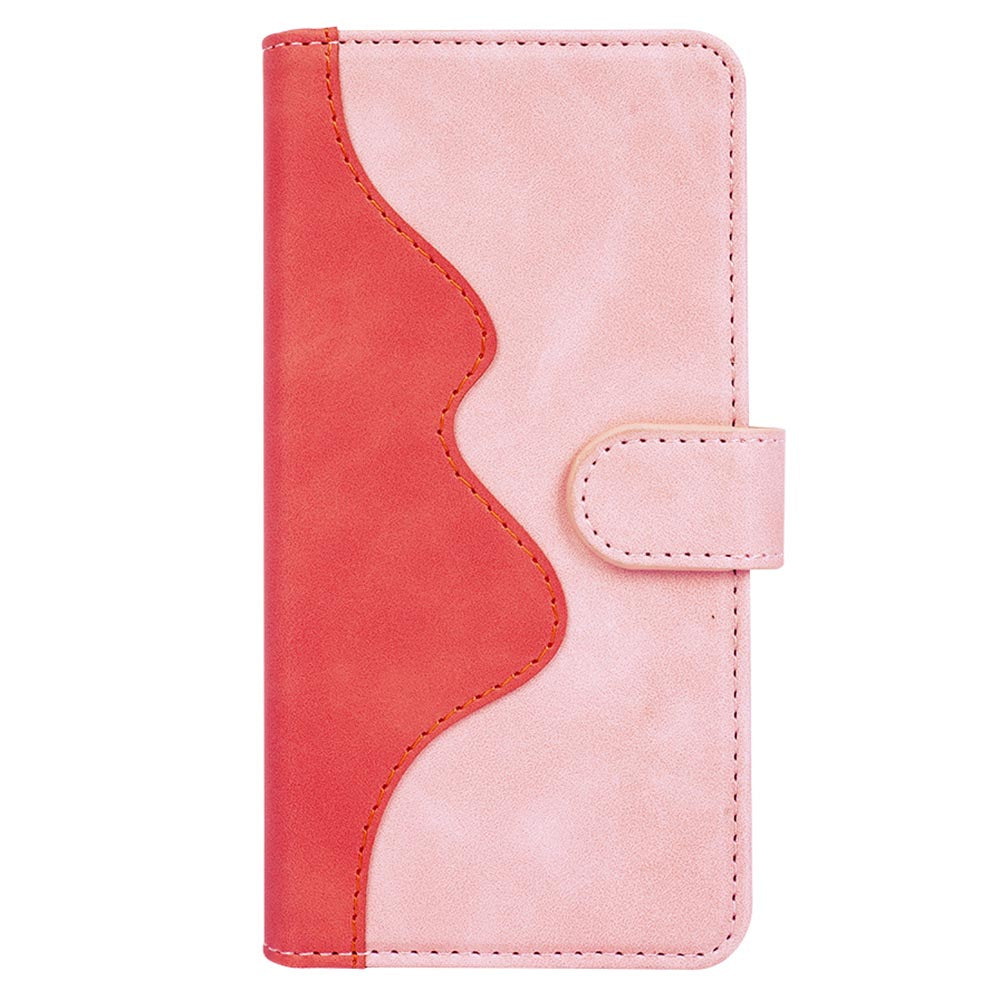 Dual-color Splicing Phone Case for Samsung Galaxy F34 5G / M34 5G Leather Wallet Stand Anti-scratch Cover - Pink