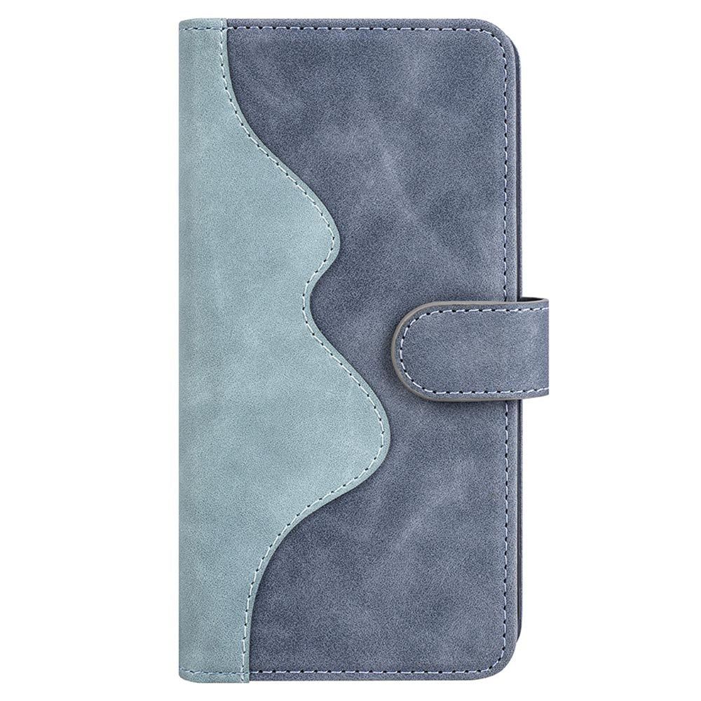 Dual-color Splicing Phone Case for Samsung Galaxy F34 5G / M34 5G Leather Wallet Stand Anti-scratch Cover - Blue