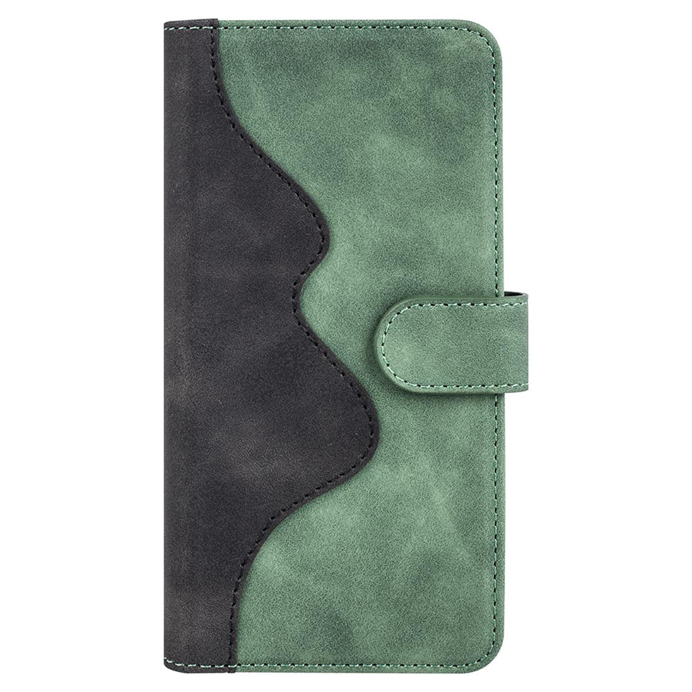 Dual-color Splicing Phone Case for Samsung Galaxy F34 5G / M34 5G Leather Wallet Stand Anti-scratch Cover - Green