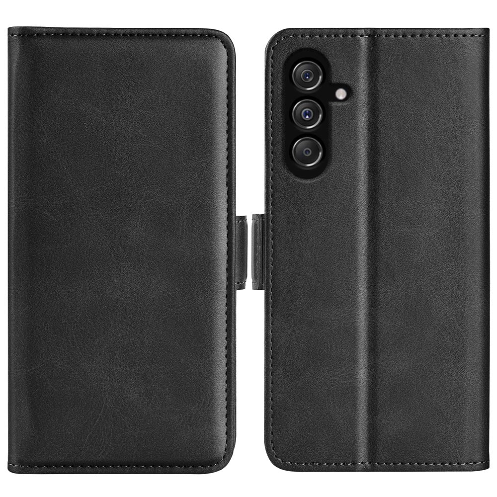 For Samsung Galaxy F34 5G / M34 5G Calf Texture Phone Case Supporting Stand Wallet Leather Phone Cover - Black