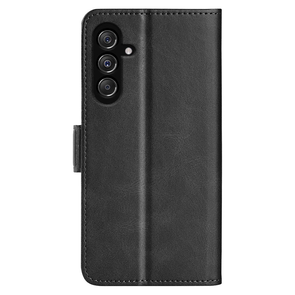 For Samsung Galaxy F34 5G / M34 5G Calf Texture Phone Case Supporting Stand Wallet Leather Phone Cover - Black