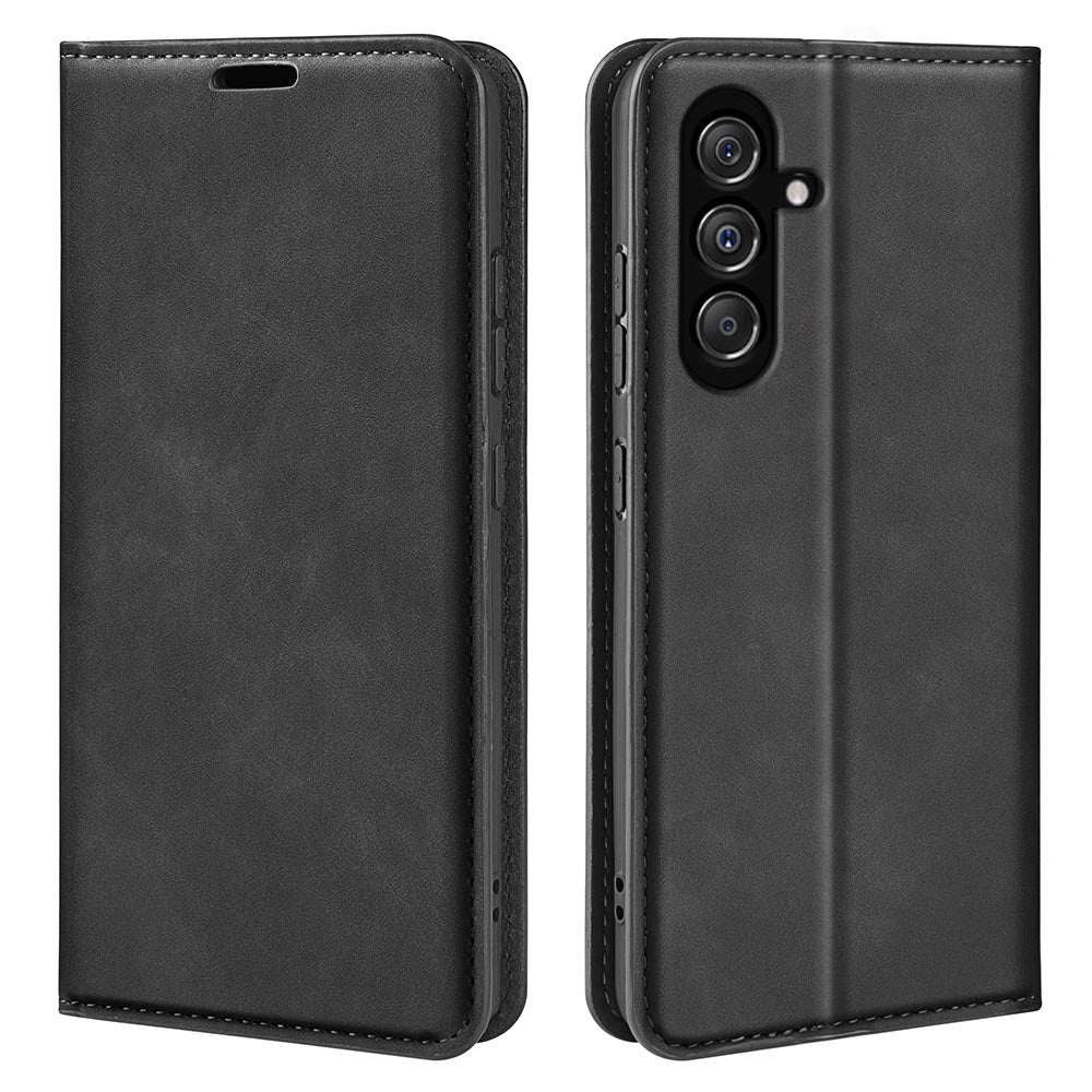 For Samsung Galaxy F34 5G / M34 5G Anti-Scratch Skin-touch Wallet PU Leather Phone Case Stand Mobile Phone Cover - Black