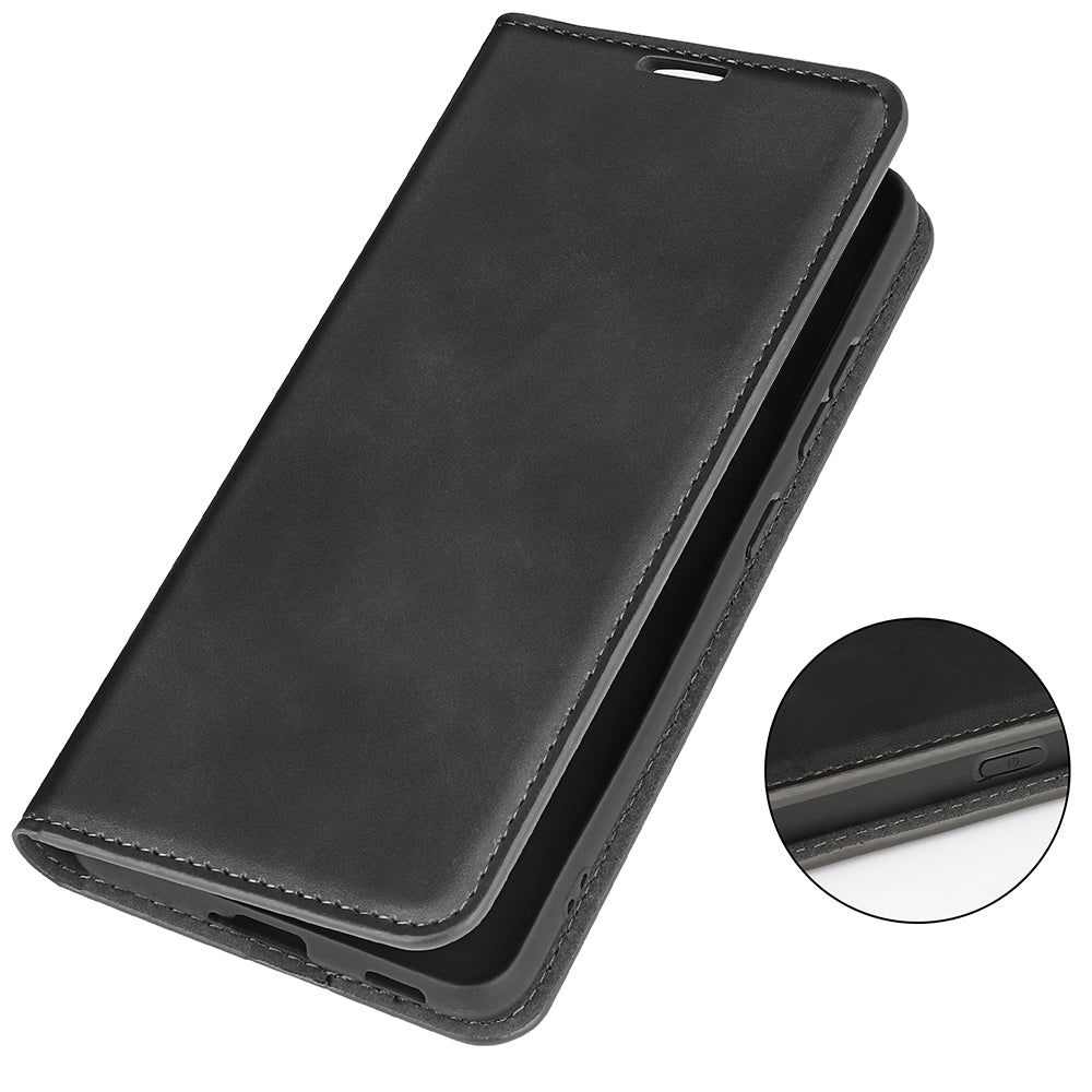 For Samsung Galaxy F34 5G / M34 5G Anti-Scratch Skin-touch Wallet PU Leather Phone Case Stand Mobile Phone Cover - Black