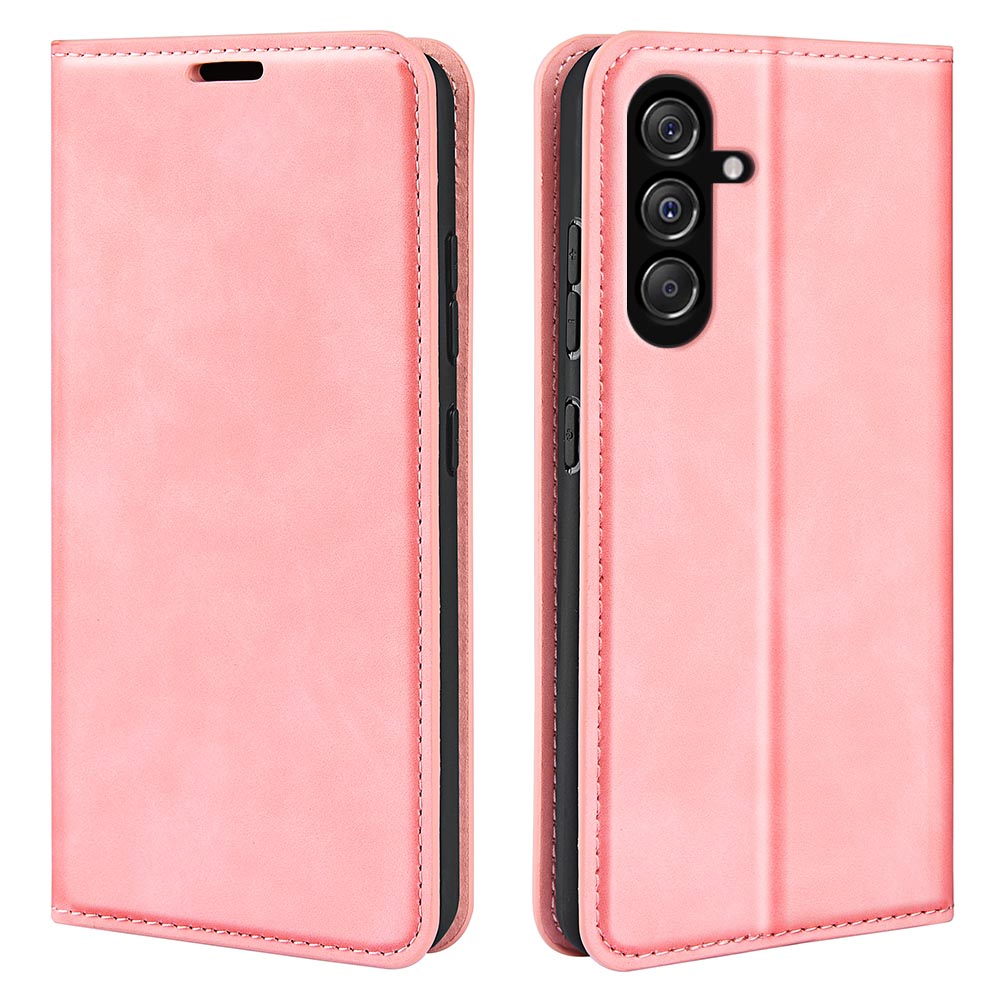 For Samsung Galaxy F34 5G / M34 5G Anti-Scratch Skin-touch Wallet PU Leather Phone Case Stand Mobile Phone Cover - Pink