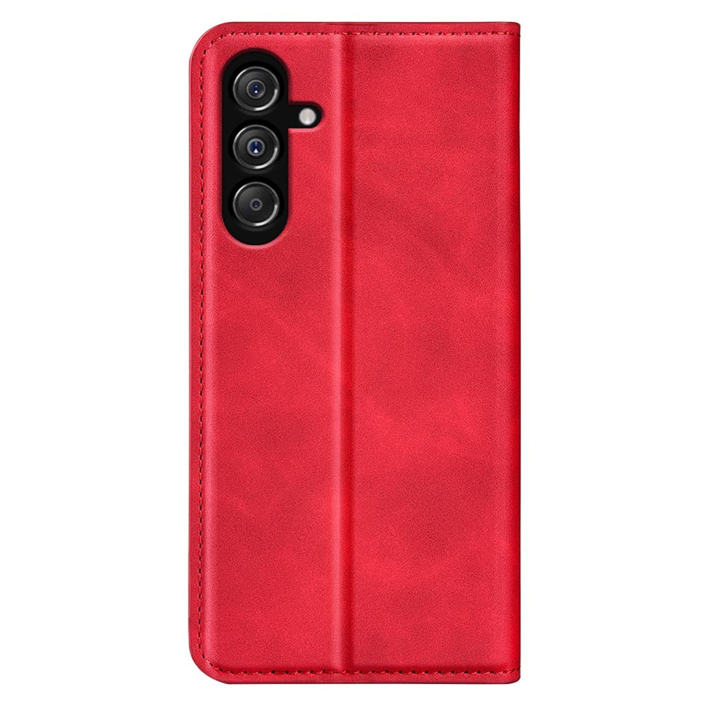 For Samsung Galaxy F34 5G / M34 5G Anti-Scratch Skin-touch Wallet PU Leather Phone Case Stand Mobile Phone Cover - Red