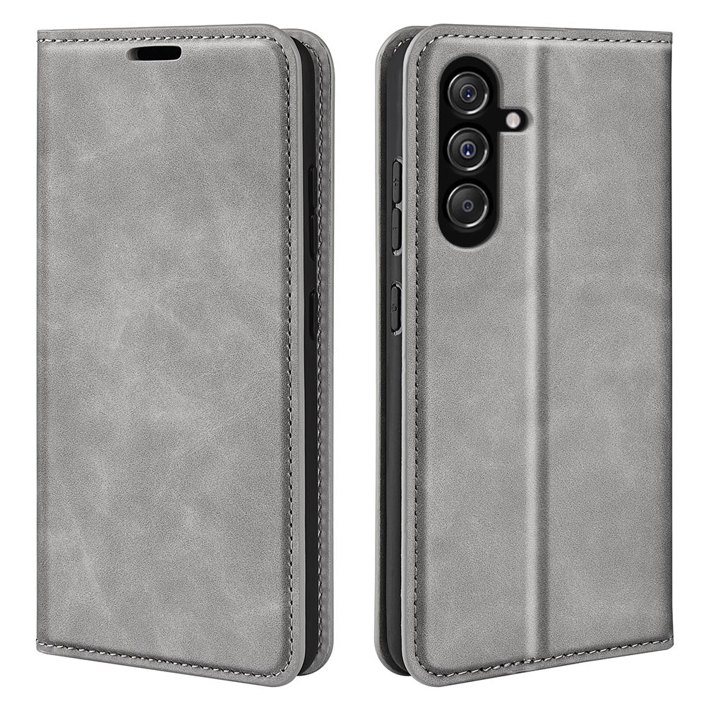 For Samsung Galaxy F34 5G / M34 5G Anti-Scratch Skin-touch Wallet PU Leather Phone Case Stand Mobile Phone Cover - Grey