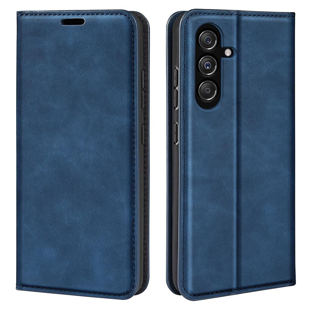 For Samsung Galaxy F34 5G / M34 5G Anti-Scratch Skin-touch Wallet PU Leather Phone Case Stand Mobile Phone Cover - Blue