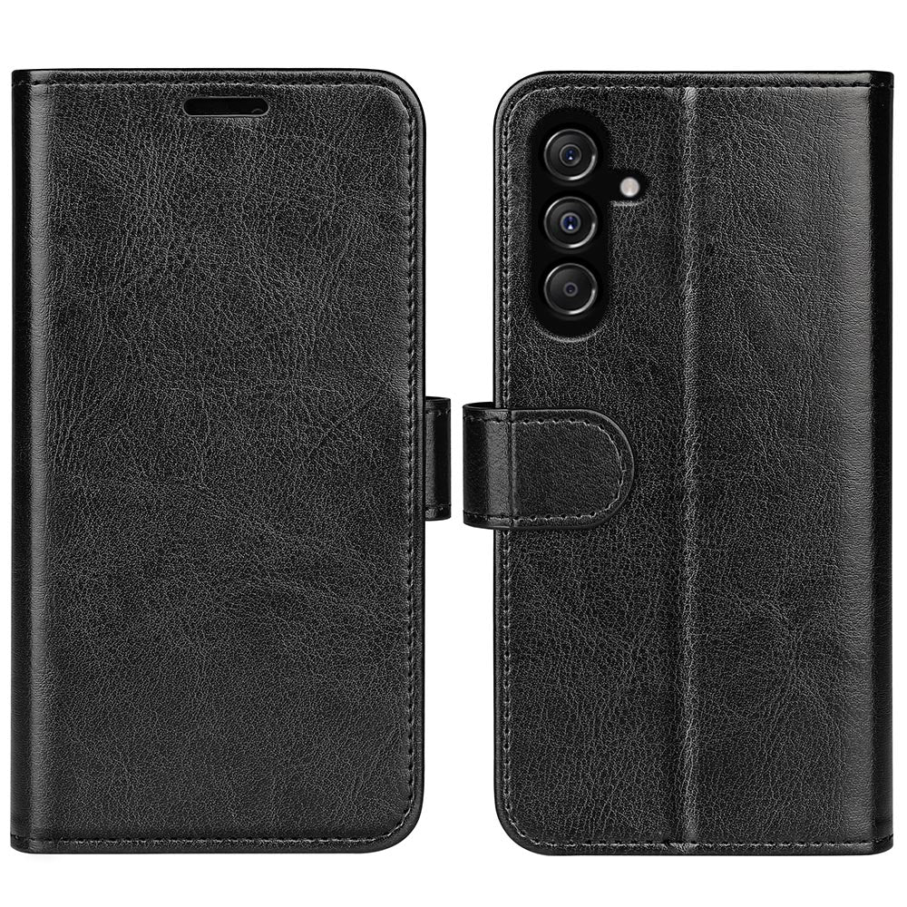 For Samsung Galaxy F34 5G / M34 5G Anti-Scratch PU Leather Cell Phone Cover Stand Crazy Horse Texture Wallet Case - Black