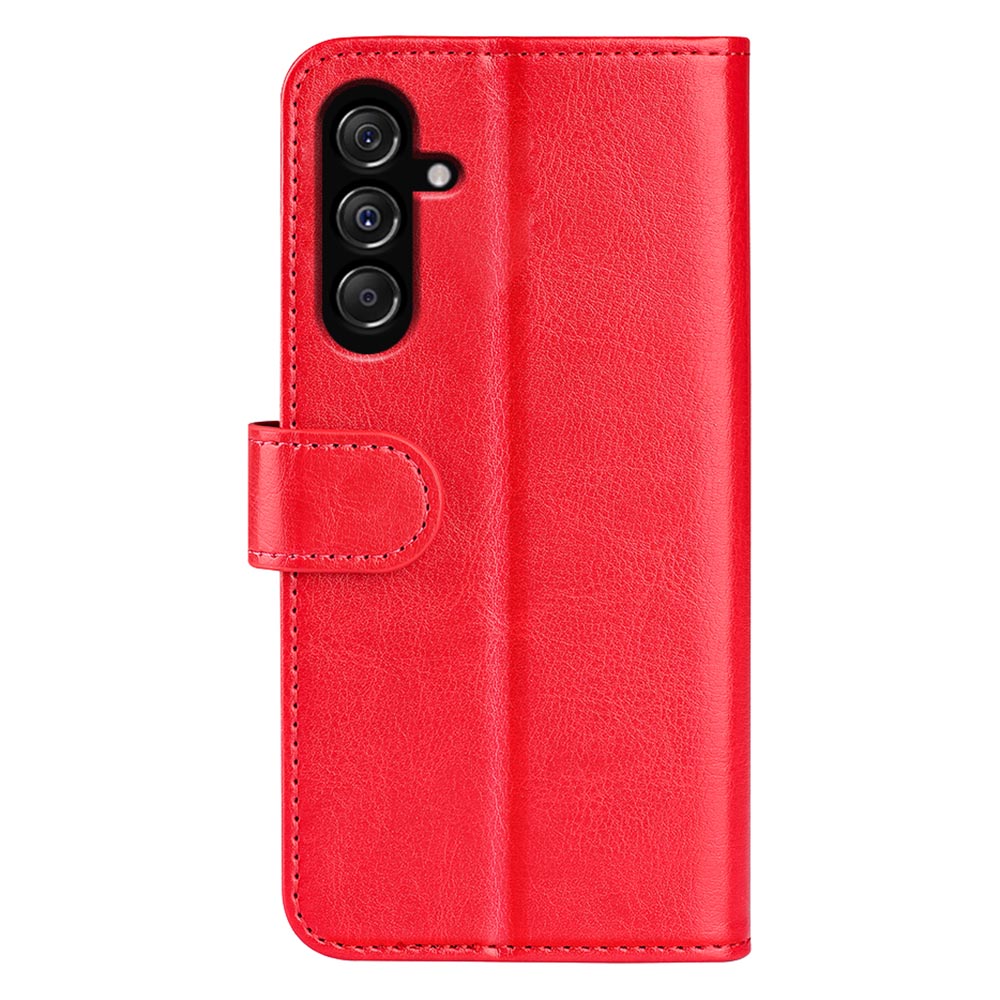 For Samsung Galaxy F34 5G / M34 5G Anti-Scratch PU Leather Cell Phone Cover Stand Crazy Horse Texture Wallet Case - Red