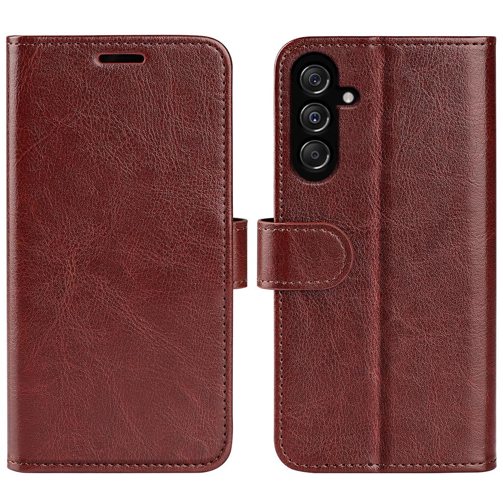 For Samsung Galaxy F34 5G / M34 5G Anti-Scratch PU Leather Cell Phone Cover Stand Crazy Horse Texture Wallet Case - Brown