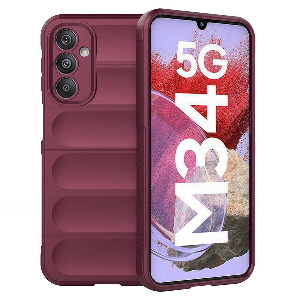 Drop-Proof Phone Case for Samsung Galaxy F34 5G / M34 5G Protective Rugged TPU Phone Cover - Wine Red