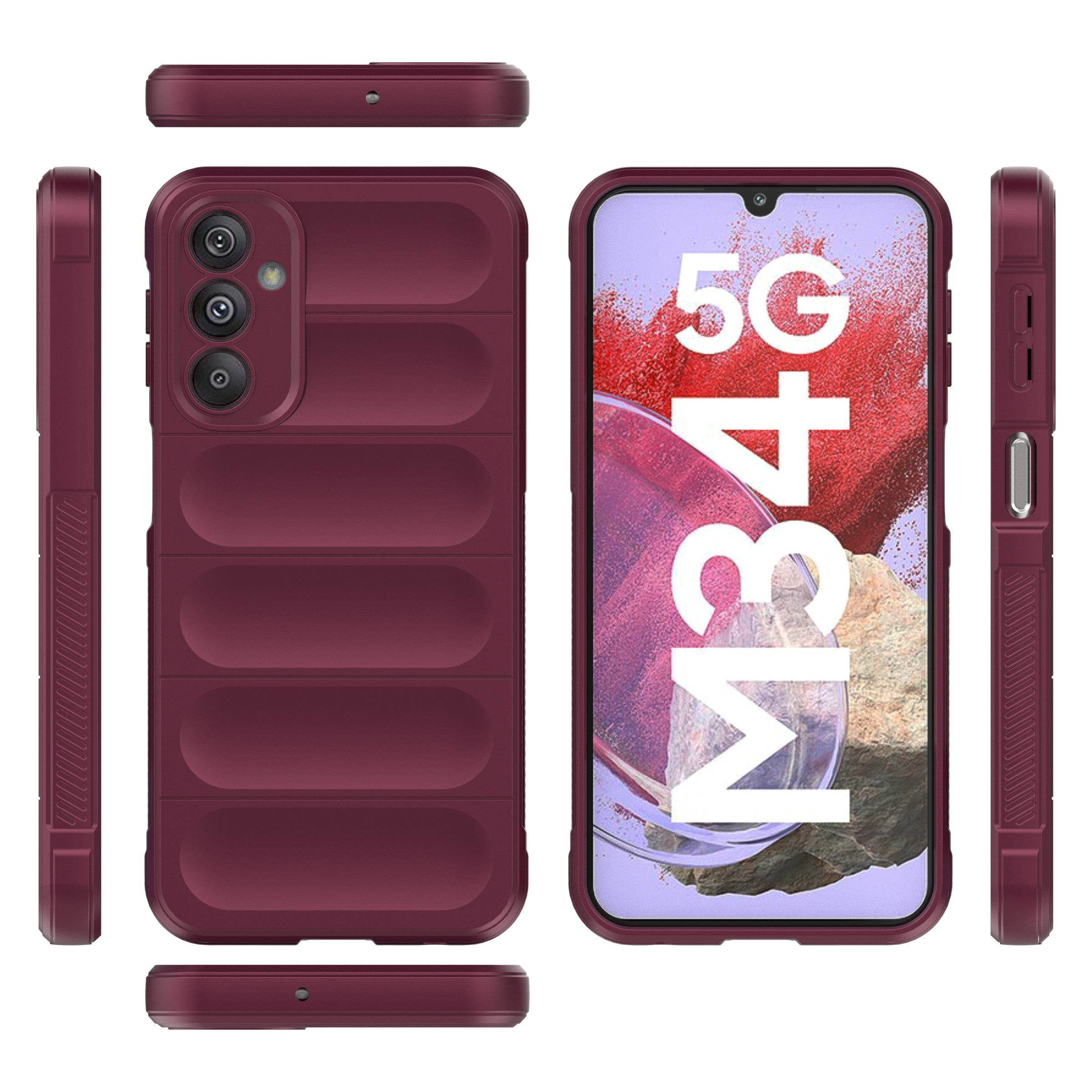 Drop-Proof Phone Case for Samsung Galaxy F34 5G / M34 5G Protective Rugged TPU Phone Cover - Wine Red