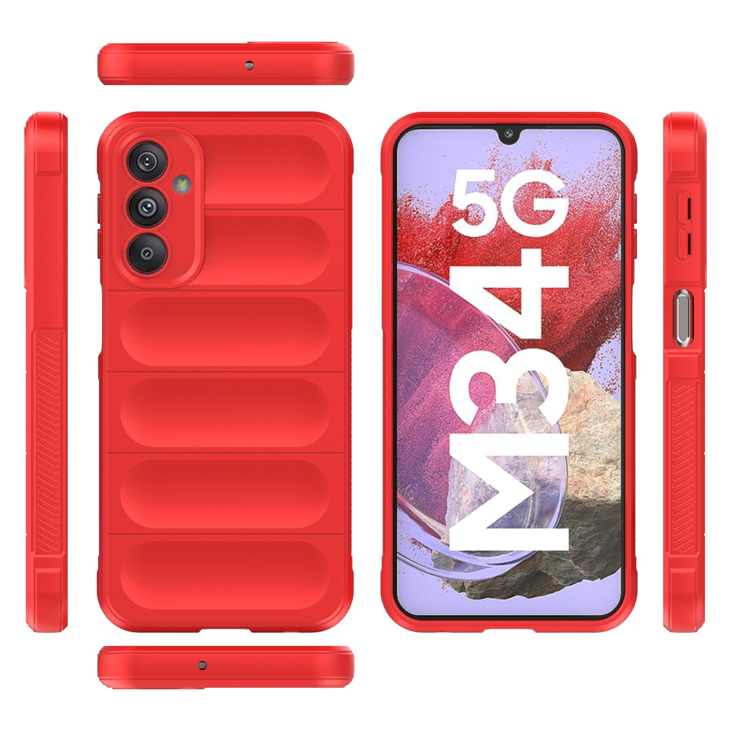 Drop-Proof Phone Case for Samsung Galaxy F34 5G / M34 5G Protective Rugged TPU Phone Cover - Red