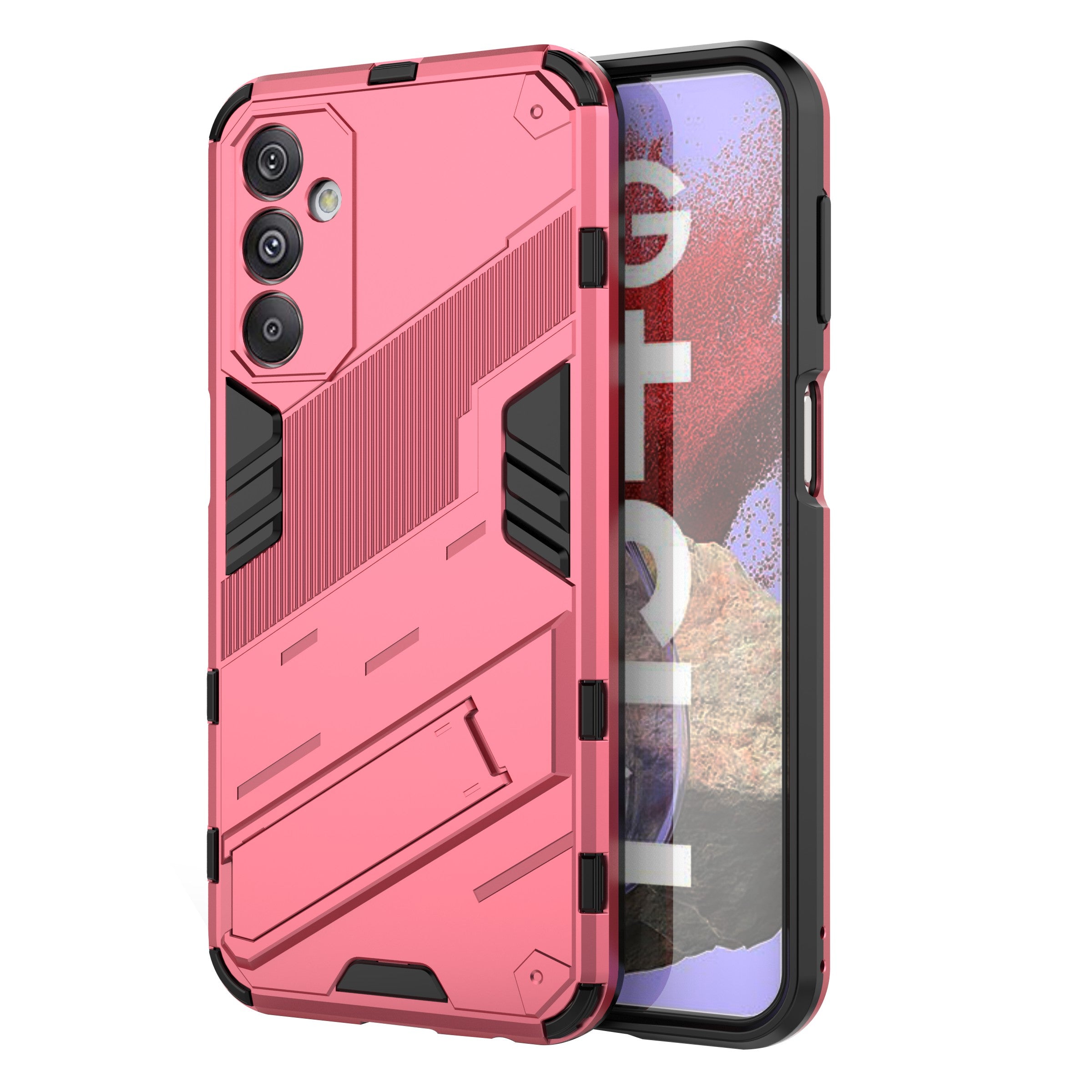 For Samsung Galaxy F34 5G / M34 5G Anti-drop Phone Case PC+TPU Back Cover with Kickstand - Rose