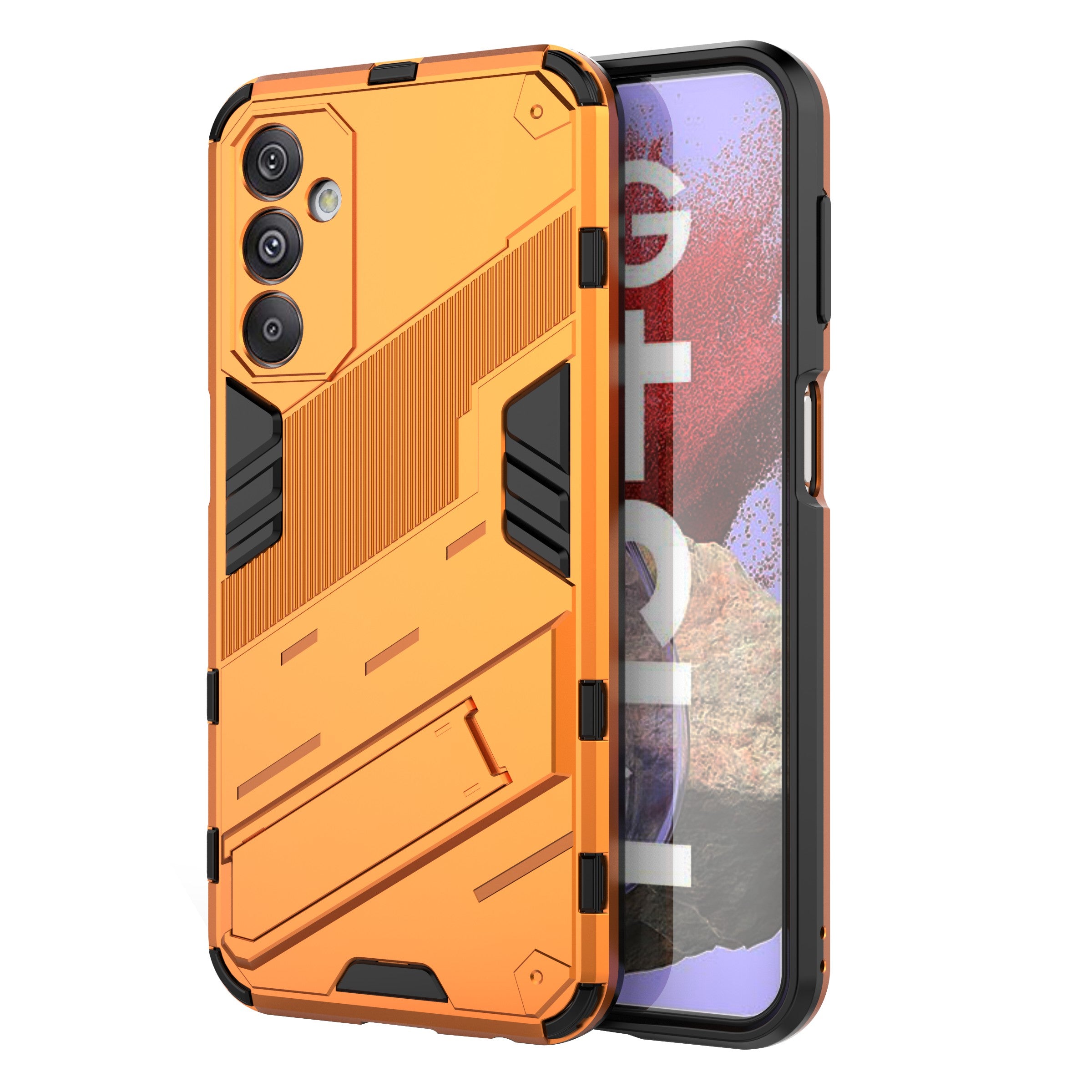 For Samsung Galaxy F34 5G / M34 5G Anti-drop Phone Case PC+TPU Back Cover with Kickstand - Orange