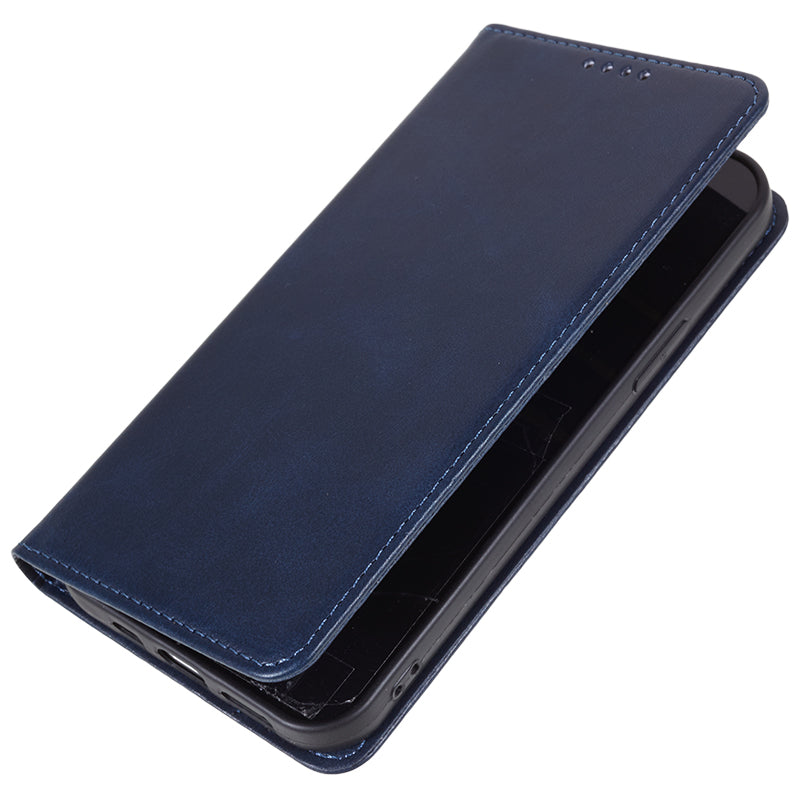 PU Leather Phone Case for Samsung Galaxy F34 5G / M34 5G Calf Texture Magnetic Closing Stand Wallet Cover - Blue