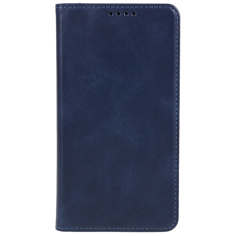 PU Leather Phone Case for Samsung Galaxy F34 5G / M34 5G Calf Texture Magnetic Closing Stand Wallet Cover - Blue