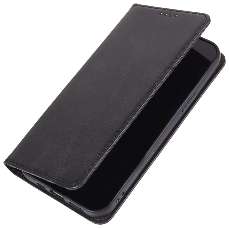 PU Leather Phone Case for Samsung Galaxy F34 5G / M34 5G Calf Texture Magnetic Closing Stand Wallet Cover - Black