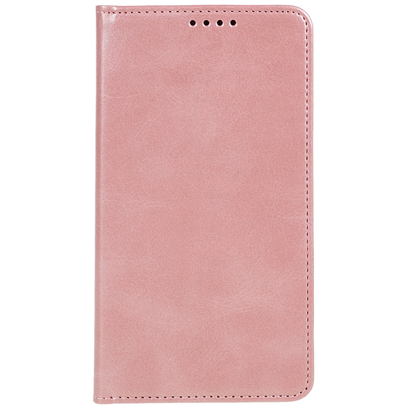 PU Leather Phone Case for Samsung Galaxy F34 5G / M34 5G Calf Texture Magnetic Closing Stand Wallet Cover - Rose Gold