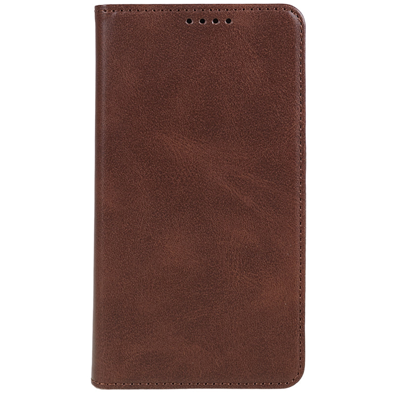 PU Leather Phone Case for Samsung Galaxy F34 5G / M34 5G Calf Texture Magnetic Closing Stand Wallet Cover - Brown