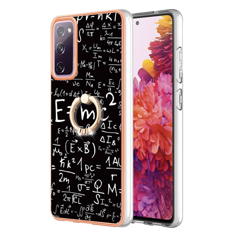 YB IMD Series-20 Style D 2.0mm TPU Soft Shell for Samsung Galaxy S20 FE 4G / FE 5G / S20 Lite / S20 FE 2022 , IMD Kickstand Electroplated Phone Cover - Equation