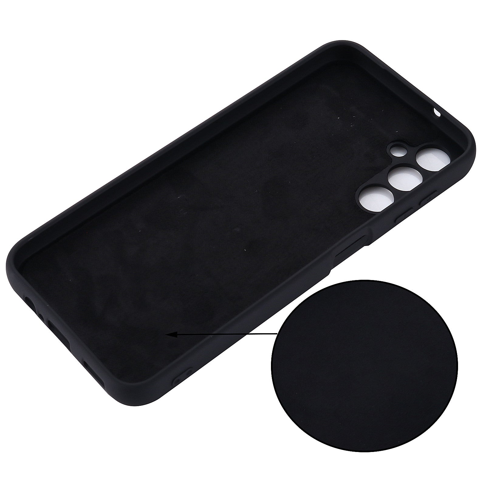 Liquid Silicone Phone Case for Samsung Galaxy F34 5G / M34 5G , Soft Lining Shockproof Phone Cover Shell - Black