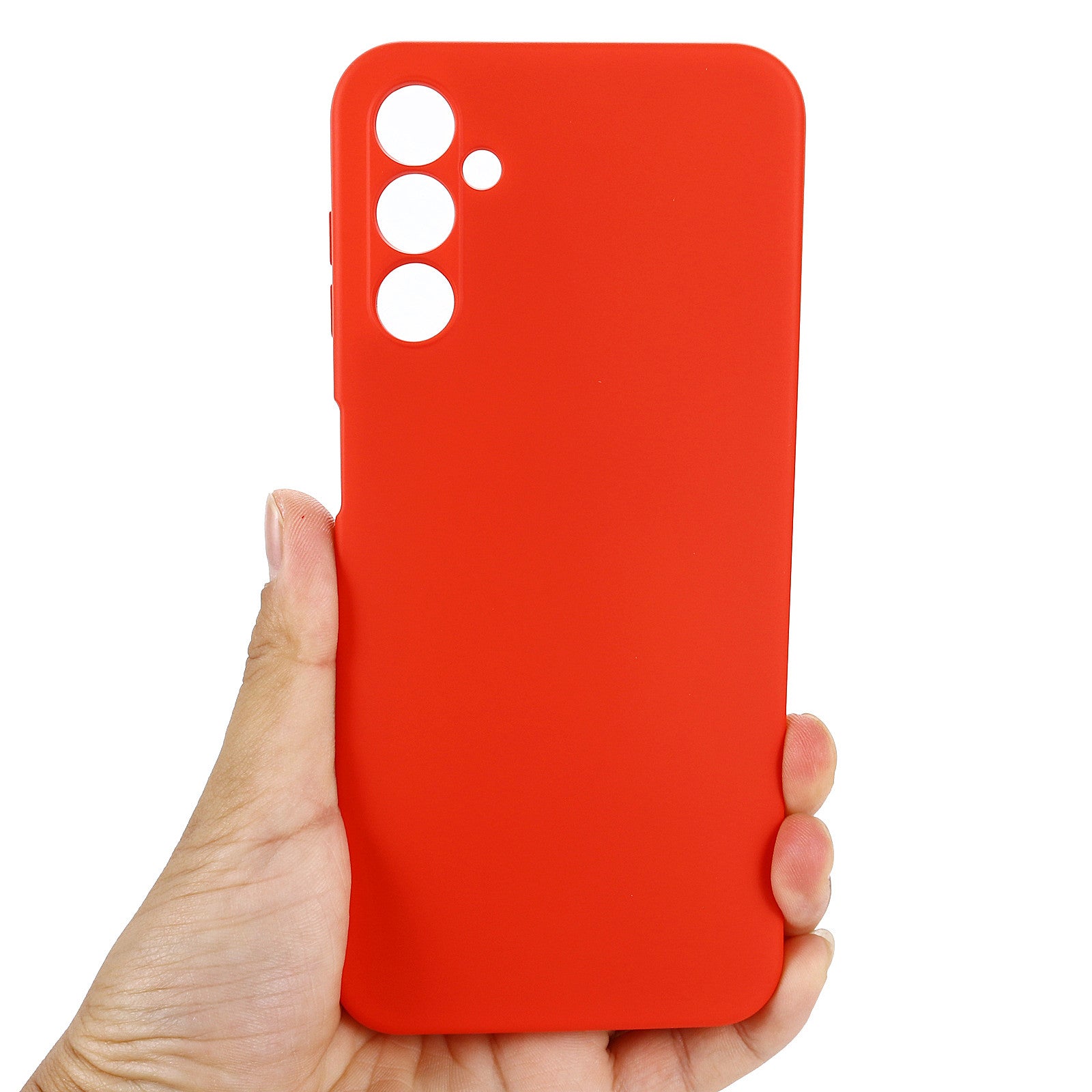 Liquid Silicone Phone Case for Samsung Galaxy F34 5G / M34 5G , Soft Lining Shockproof Phone Cover Shell - Red