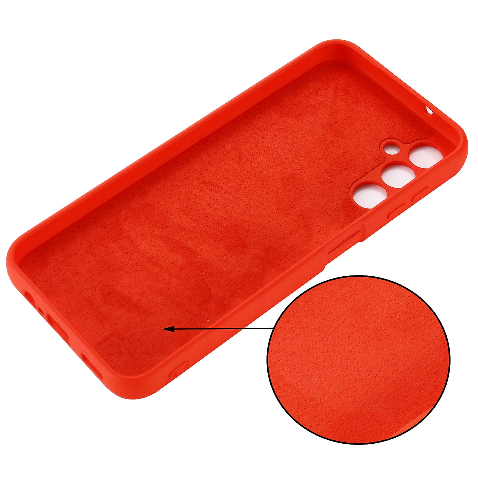 Liquid Silicone Phone Case for Samsung Galaxy F34 5G / M34 5G , Soft Lining Shockproof Phone Cover Shell - Red