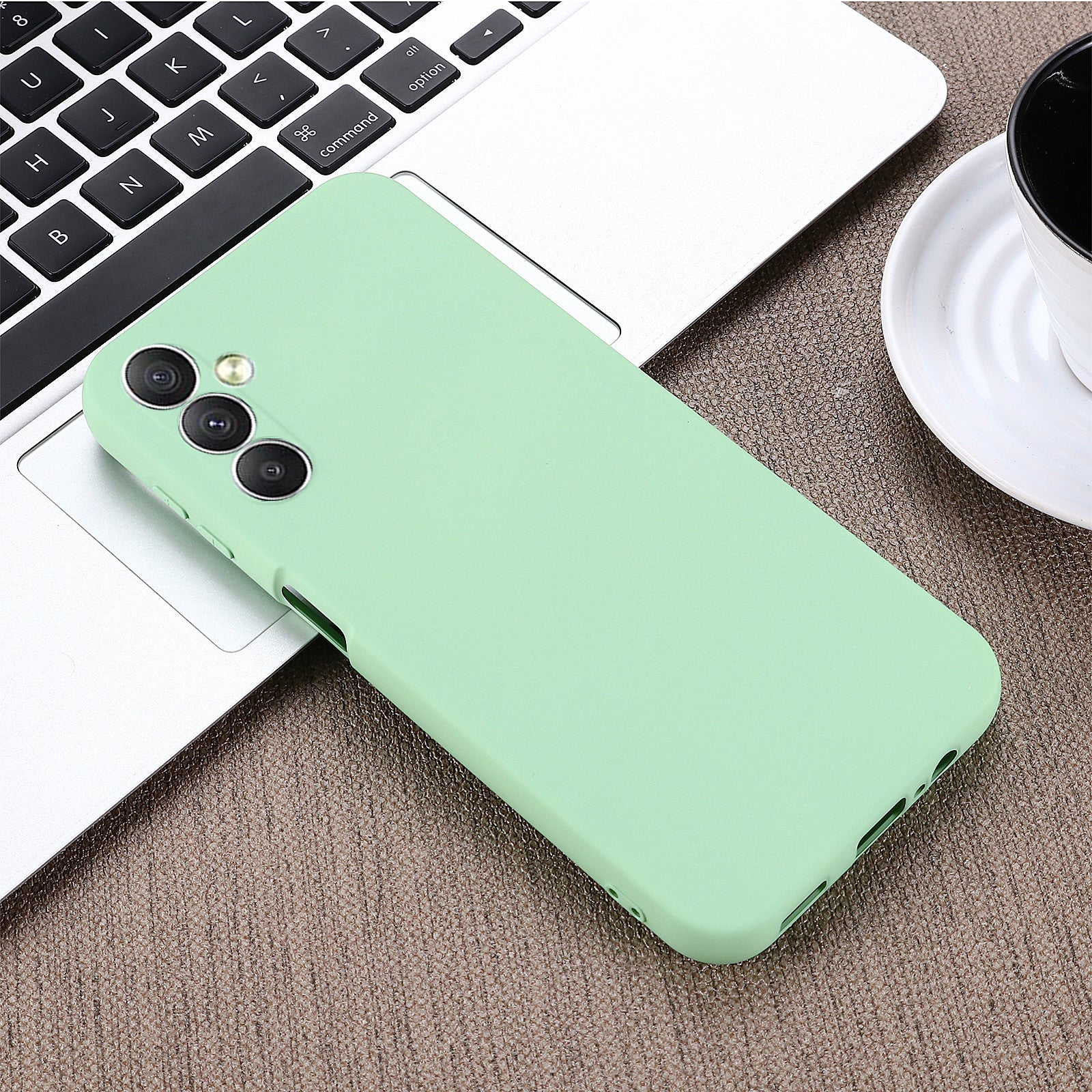 Liquid Silicone Phone Case for Samsung Galaxy F34 5G / M34 5G , Soft Lining Shockproof Phone Cover Shell - Green