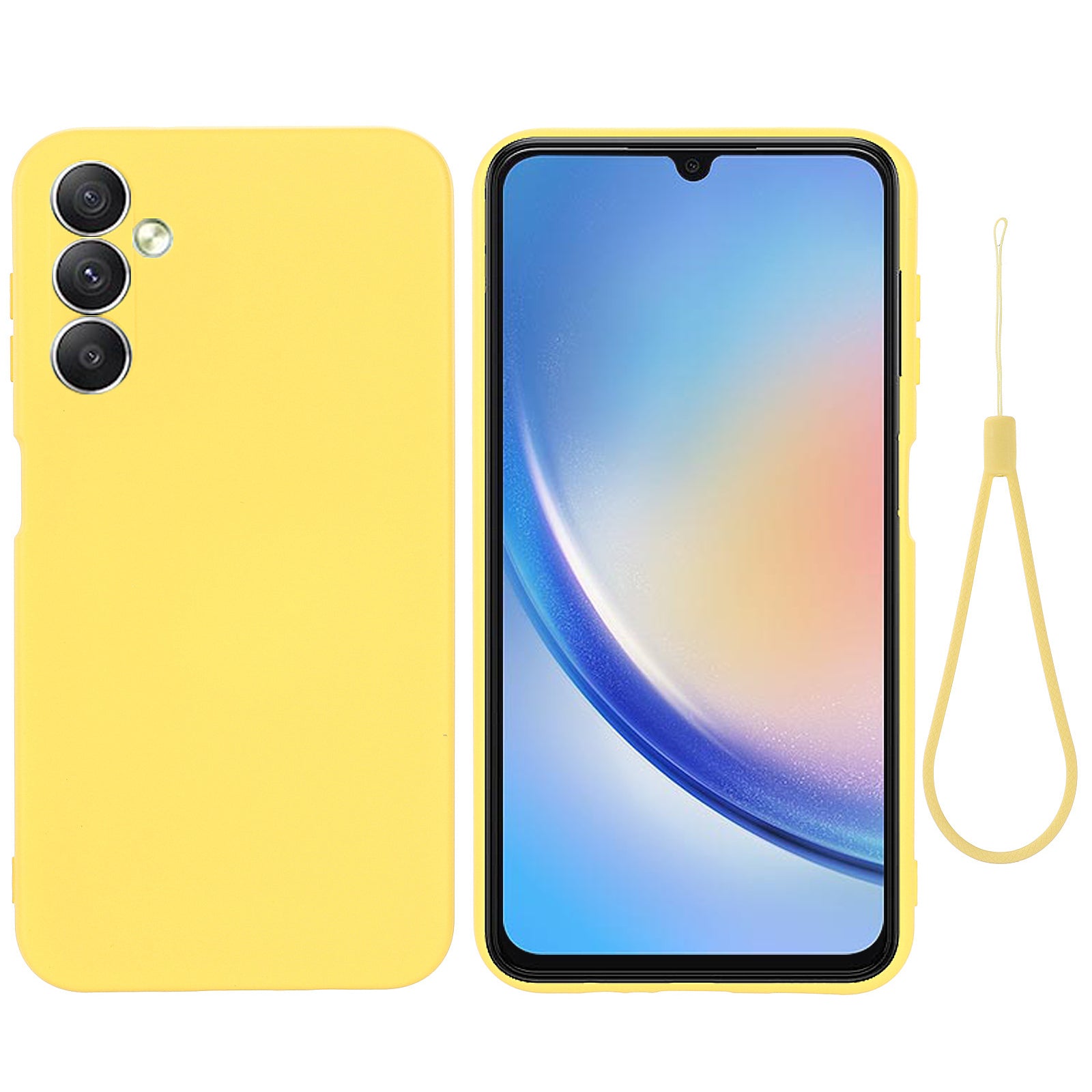 Liquid Silicone Phone Case for Samsung Galaxy F34 5G / M34 5G , Soft Lining Shockproof Phone Cover Shell - Yellow