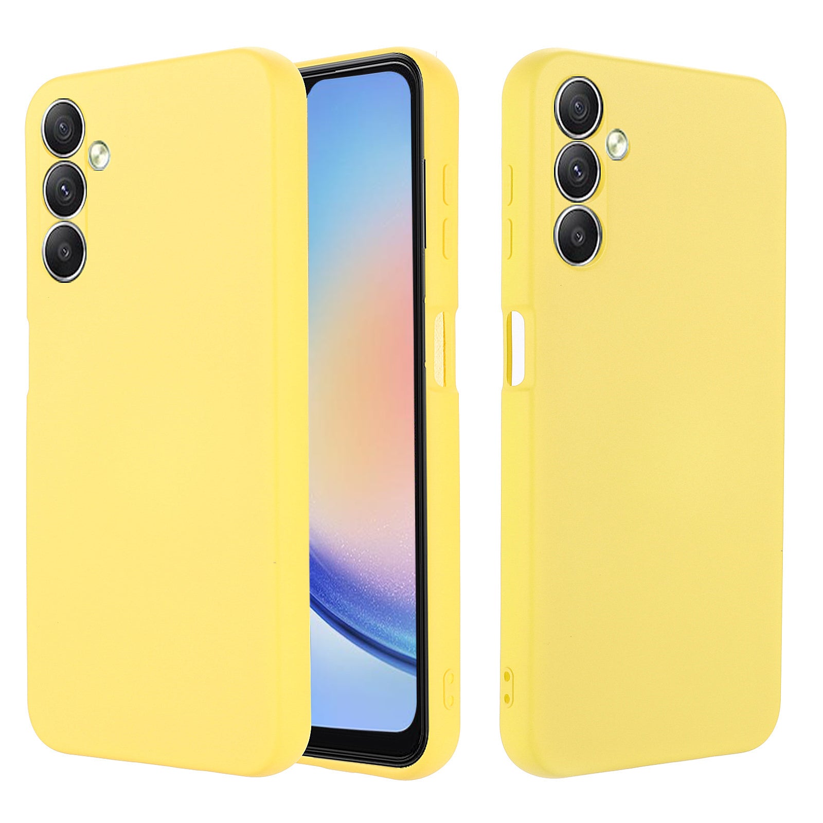 Liquid Silicone Phone Case for Samsung Galaxy F34 5G / M34 5G , Soft Lining Shockproof Phone Cover Shell - Yellow