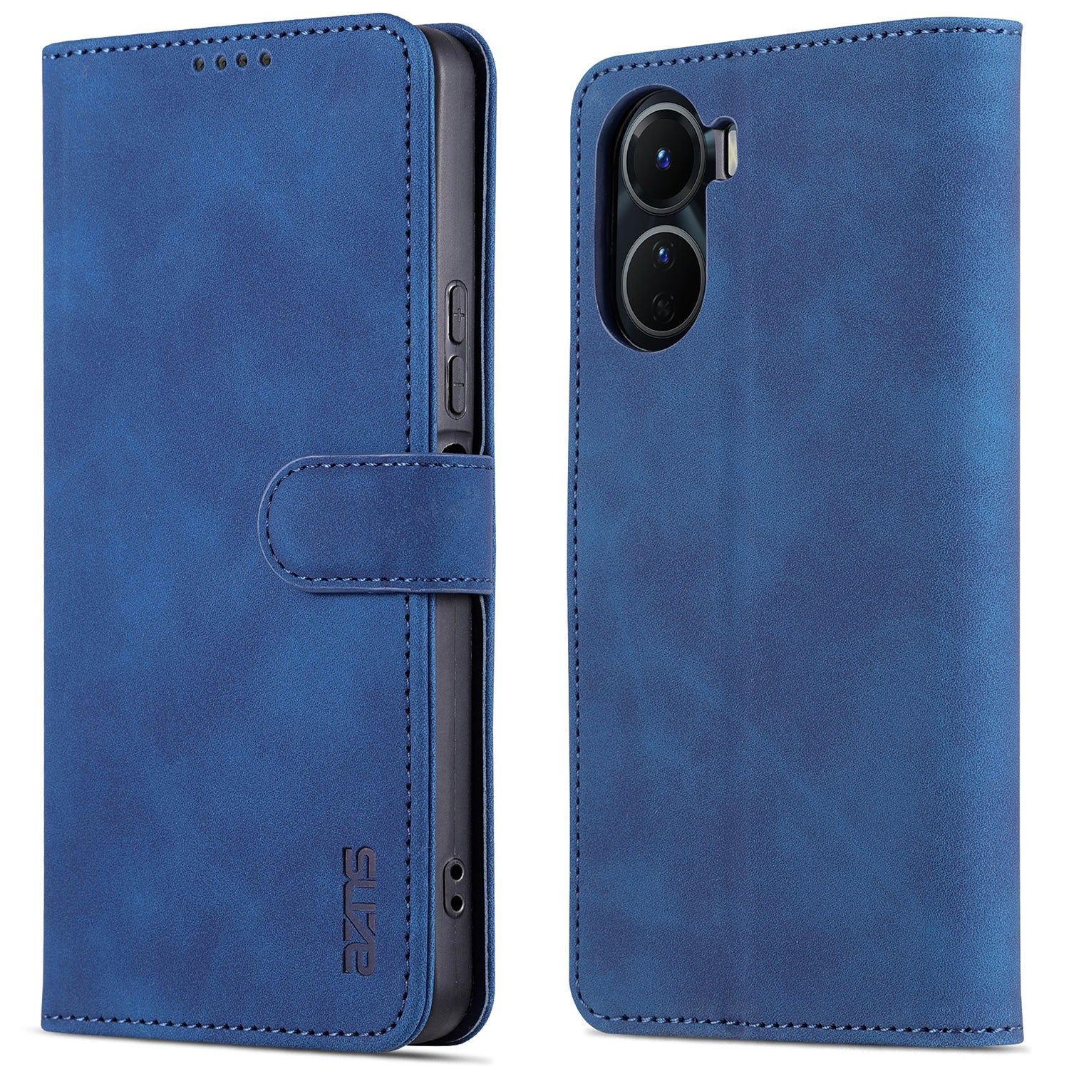 AZNS For vivo Y35 5G / Y56 5G / Y02s 4G / Y16 4G PU Leather Phone Case Support Stand Wallet Cover - Blue