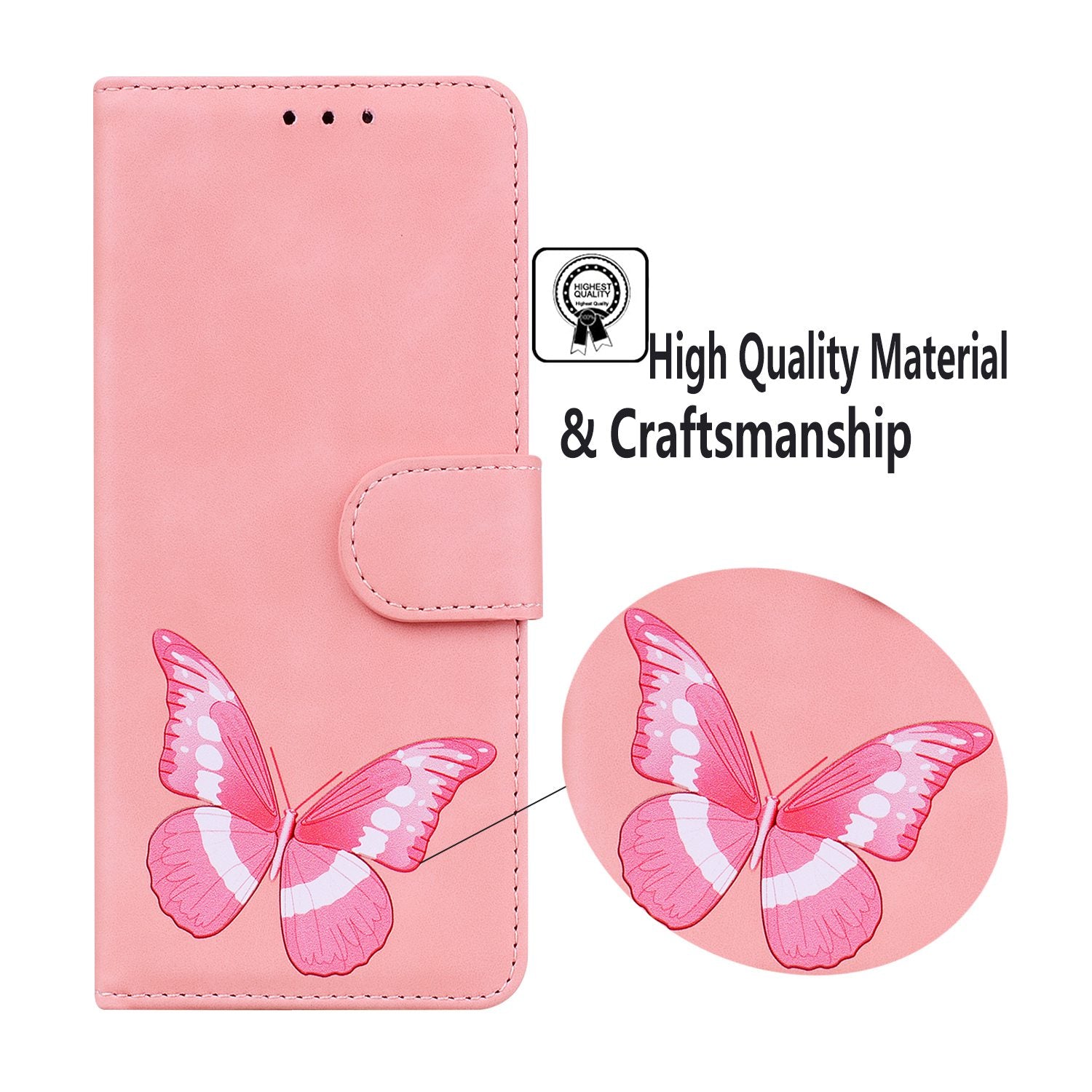 Stand Shell for Samsung Galaxy M34 5G / F34 5G , Flip Cover Butterfly Printing Phone Wallet PU Leather Case - Pink