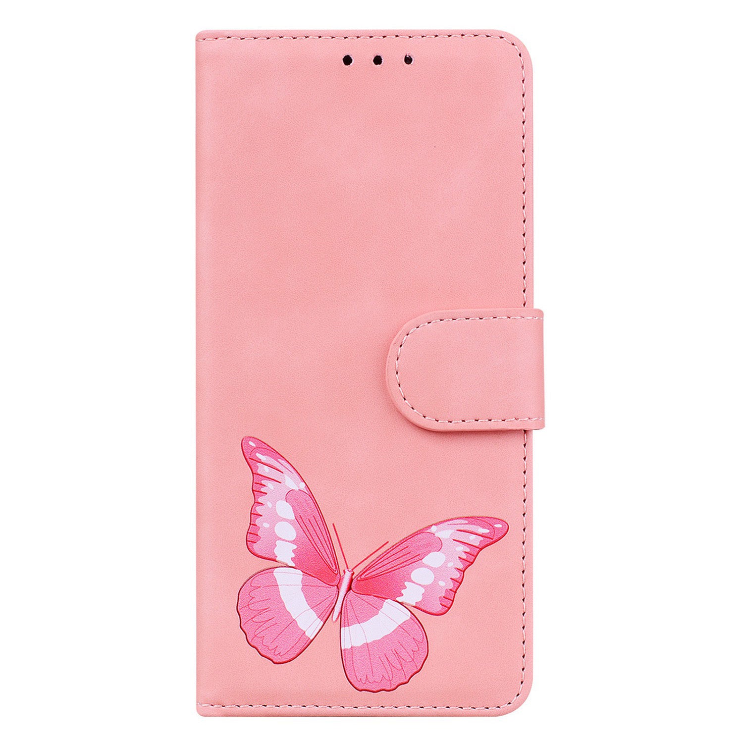 Stand Shell for Samsung Galaxy M34 5G / F34 5G , Flip Cover Butterfly Printing Phone Wallet PU Leather Case - Pink