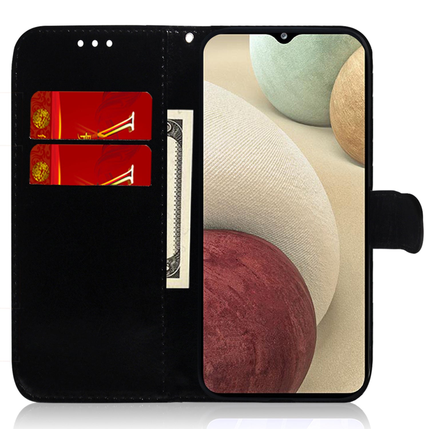 Leather Wallet Cover for Samsung Galaxy M34 5G / F34 5G , Mirror-Like Surface Horizontal Stand Phone Case - Black