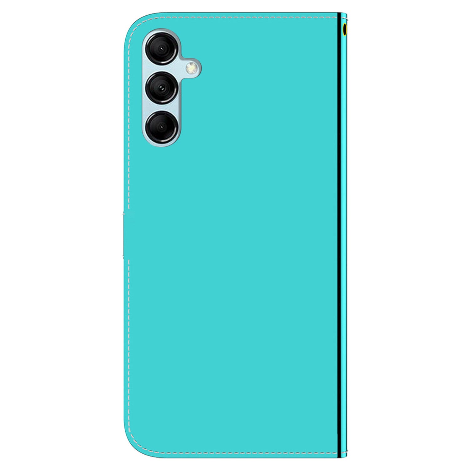 Leather Wallet Cover for Samsung Galaxy M34 5G / F34 5G , Mirror-Like Surface Horizontal Stand Phone Case - Cyan