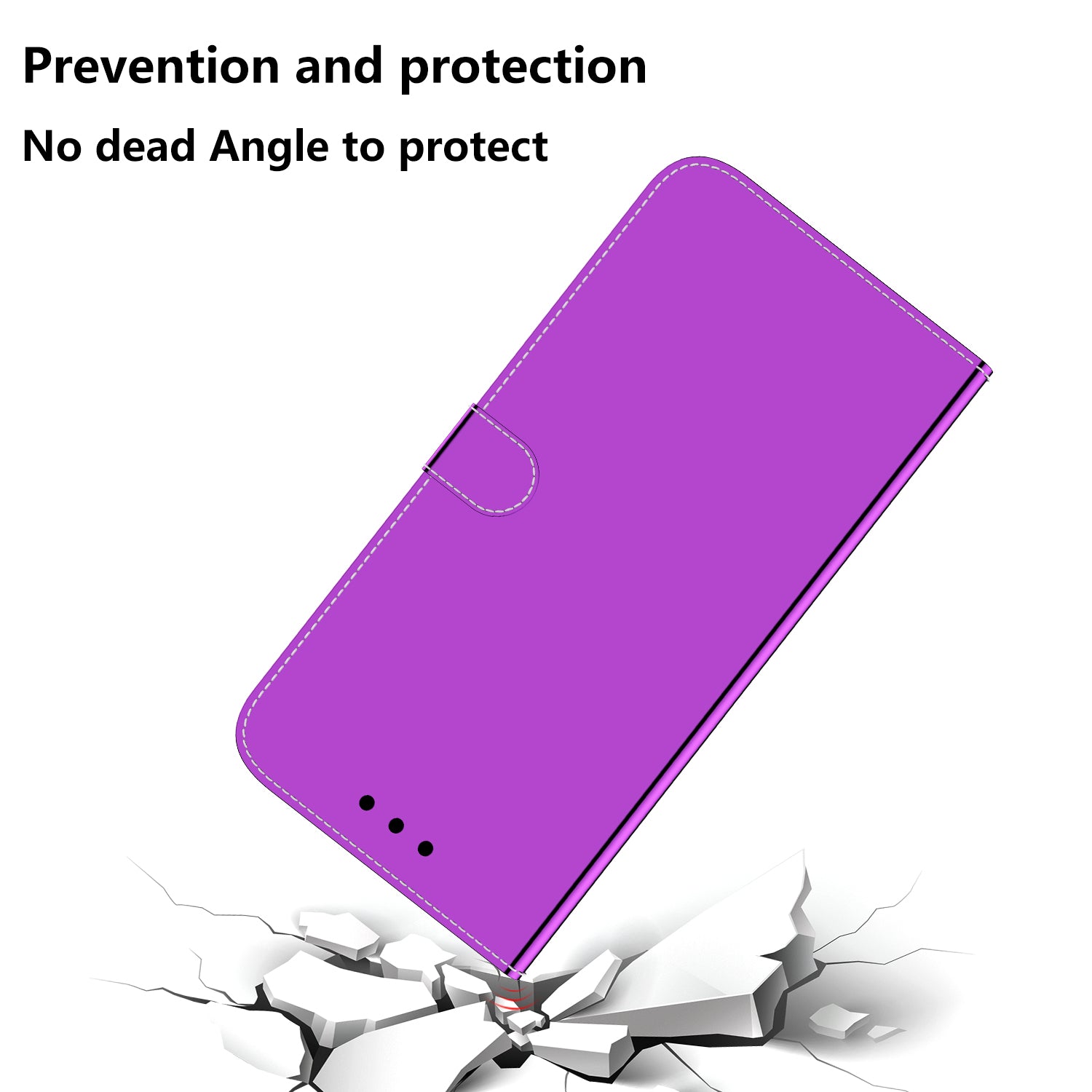 Leather Wallet Cover for Samsung Galaxy M34 5G / F34 5G , Mirror-Like Surface Horizontal Stand Phone Case - Purple