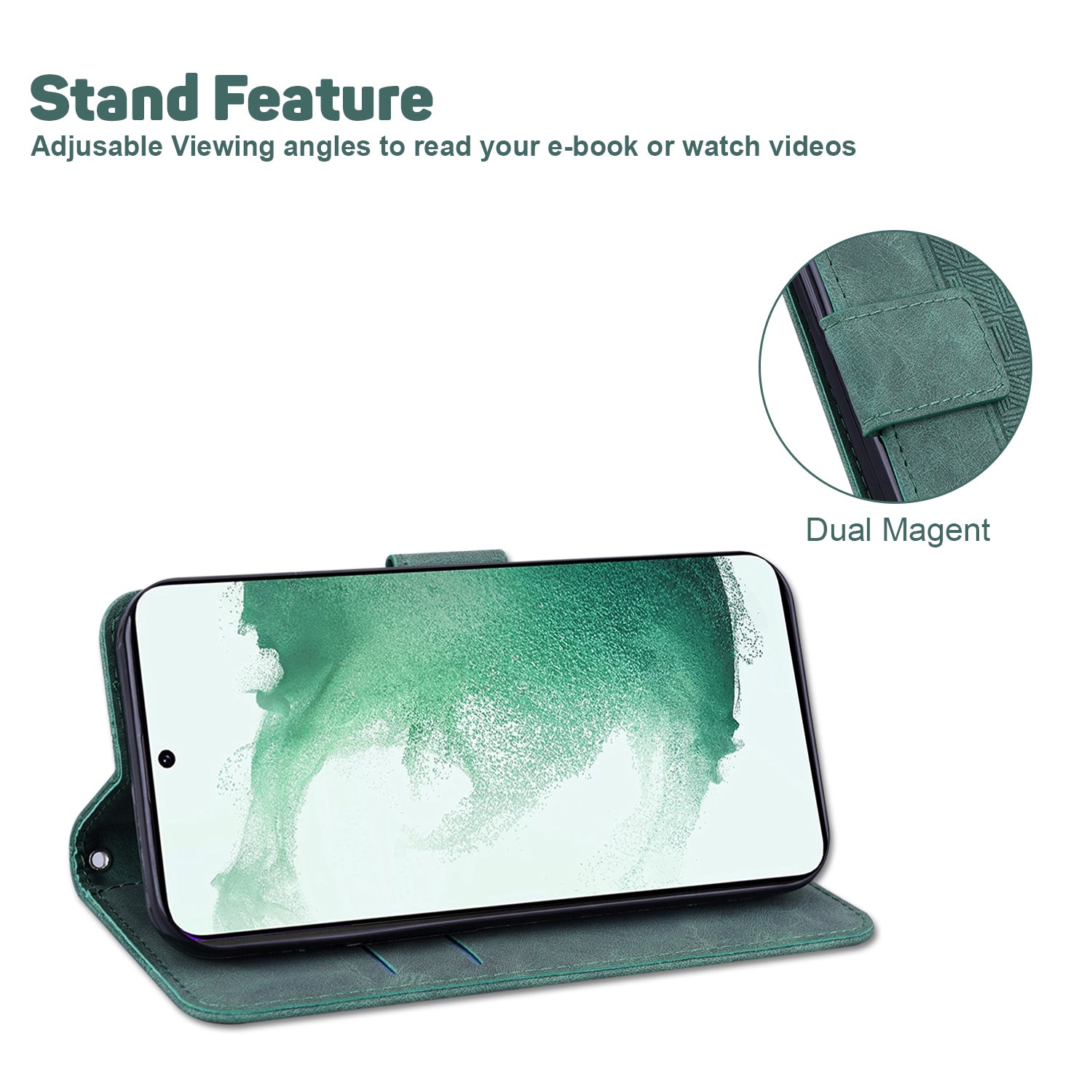 Phone Cover for Samsung Galaxy M34 5G / F34 5G , Wallet Stand PU Leather Geometry Imprinted Case - Green