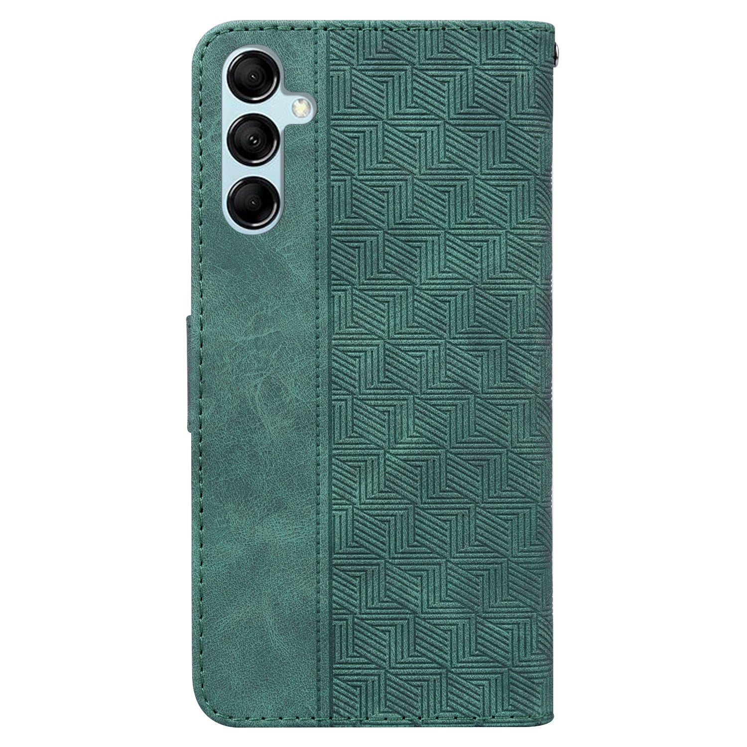 Phone Cover for Samsung Galaxy M34 5G / F34 5G , Wallet Stand PU Leather Geometry Imprinted Case - Green