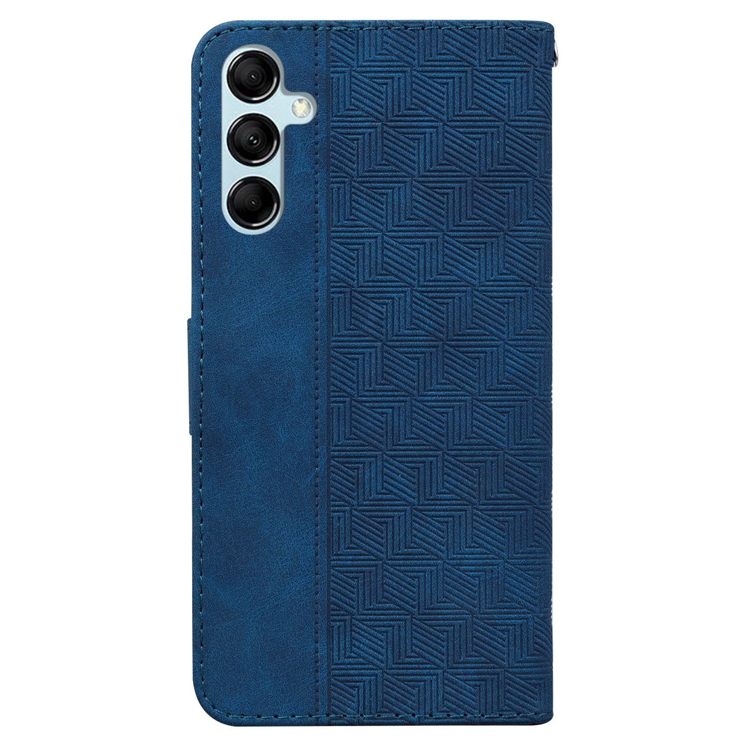 Phone Cover for Samsung Galaxy M34 5G / F34 5G , Wallet Stand PU Leather Geometry Imprinted Case - Blue