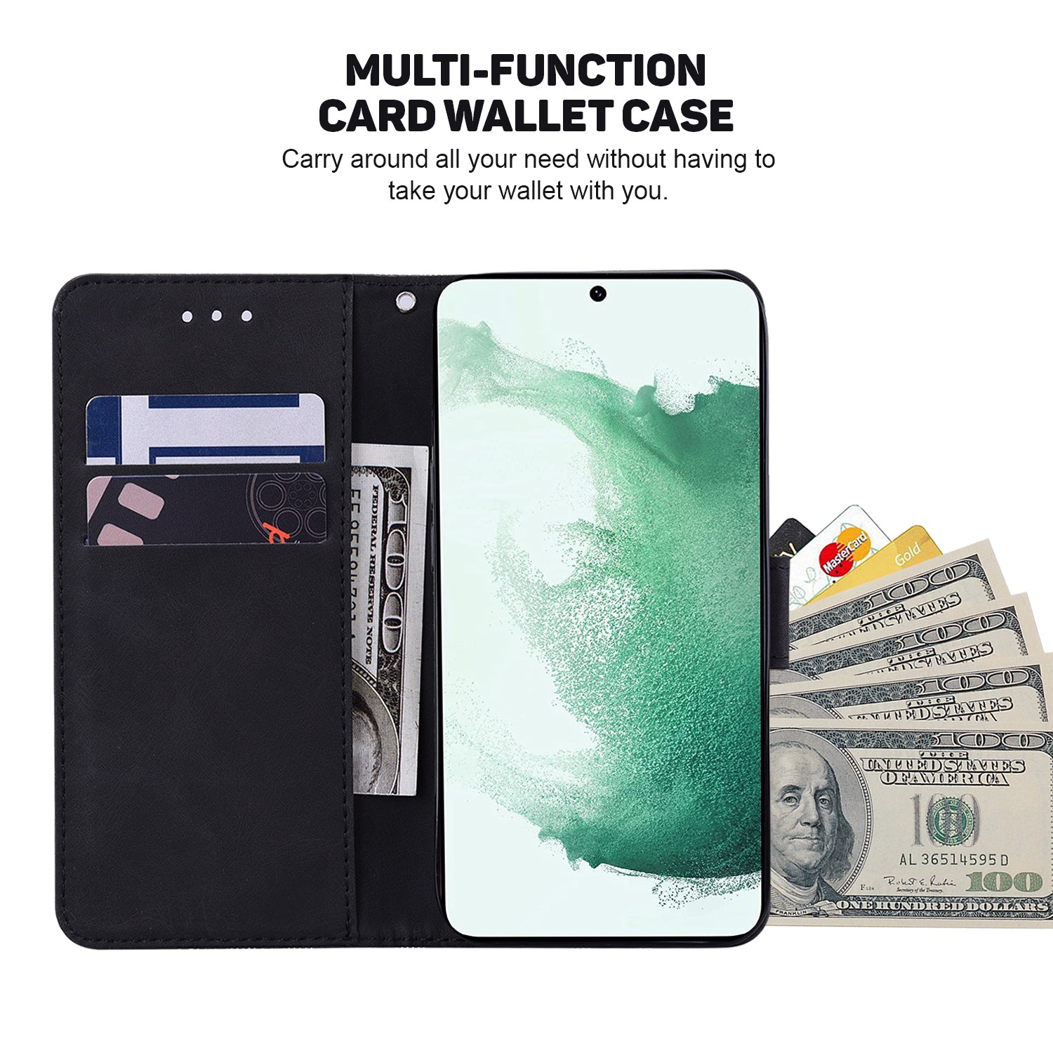 Phone Cover for Samsung Galaxy M34 5G / F34 5G , Wallet Stand PU Leather Geometry Imprinted Case - Black