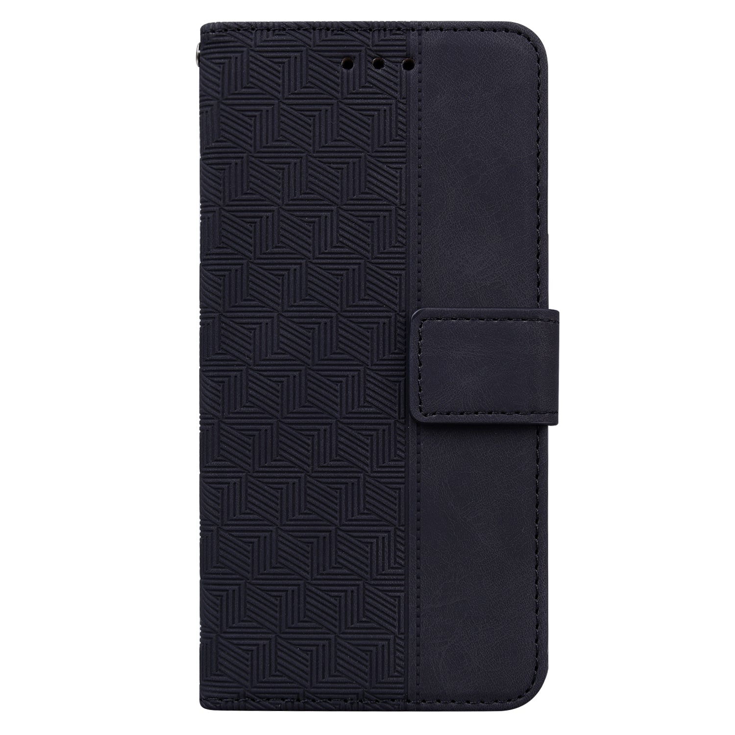 Phone Cover for Samsung Galaxy M34 5G / F34 5G , Wallet Stand PU Leather Geometry Imprinted Case - Black