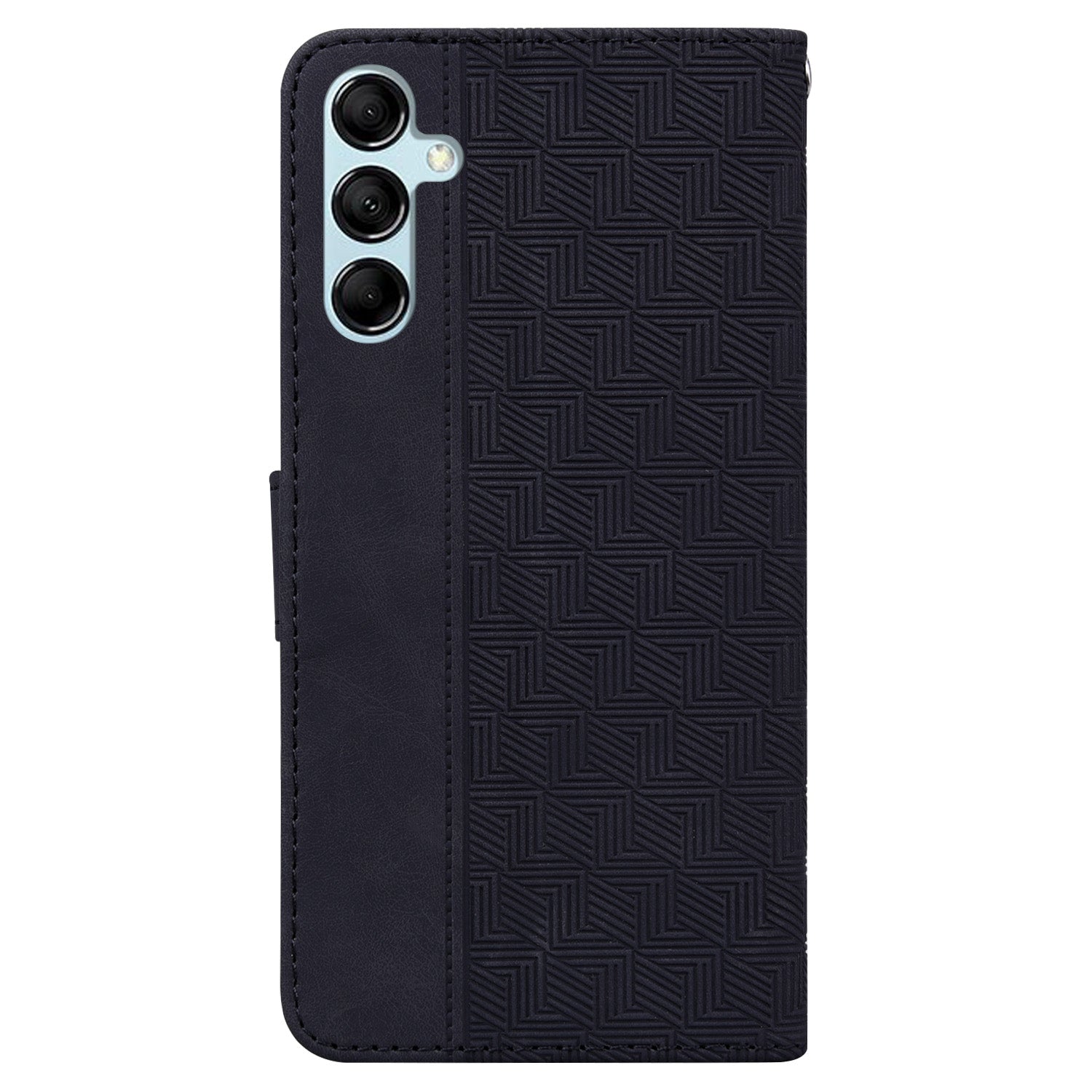 Phone Cover for Samsung Galaxy M34 5G / F34 5G , Wallet Stand PU Leather Geometry Imprinted Case - Black