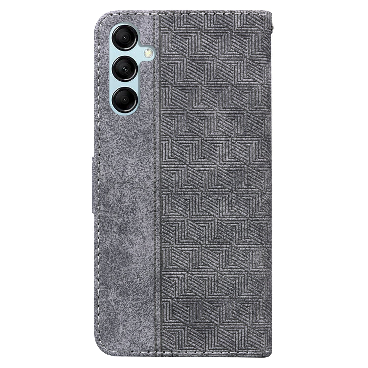 Phone Cover for Samsung Galaxy M34 5G / F34 5G , Wallet Stand PU Leather Geometry Imprinted Case - Grey