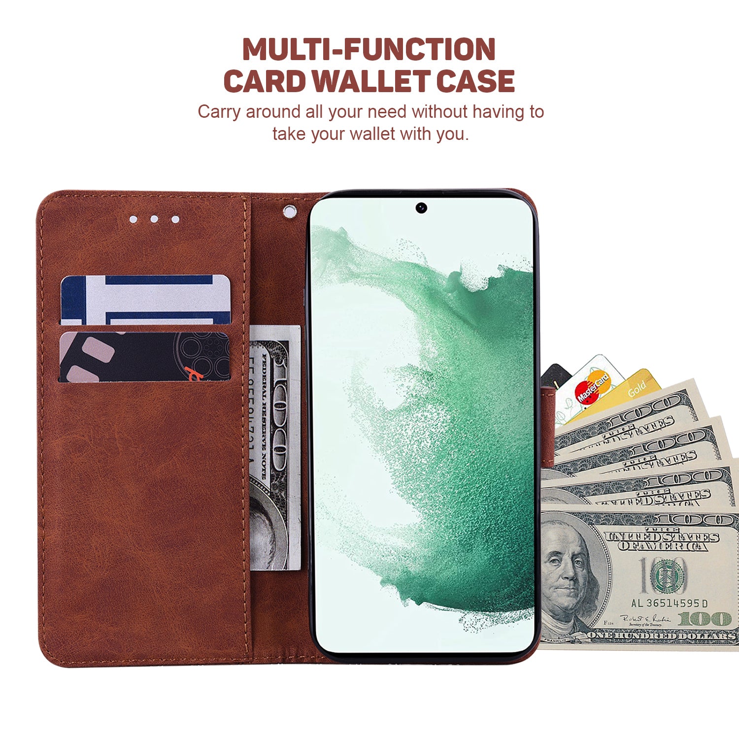 Phone Cover for Samsung Galaxy M34 5G / F34 5G , Wallet Stand PU Leather Geometry Imprinted Case - Brown