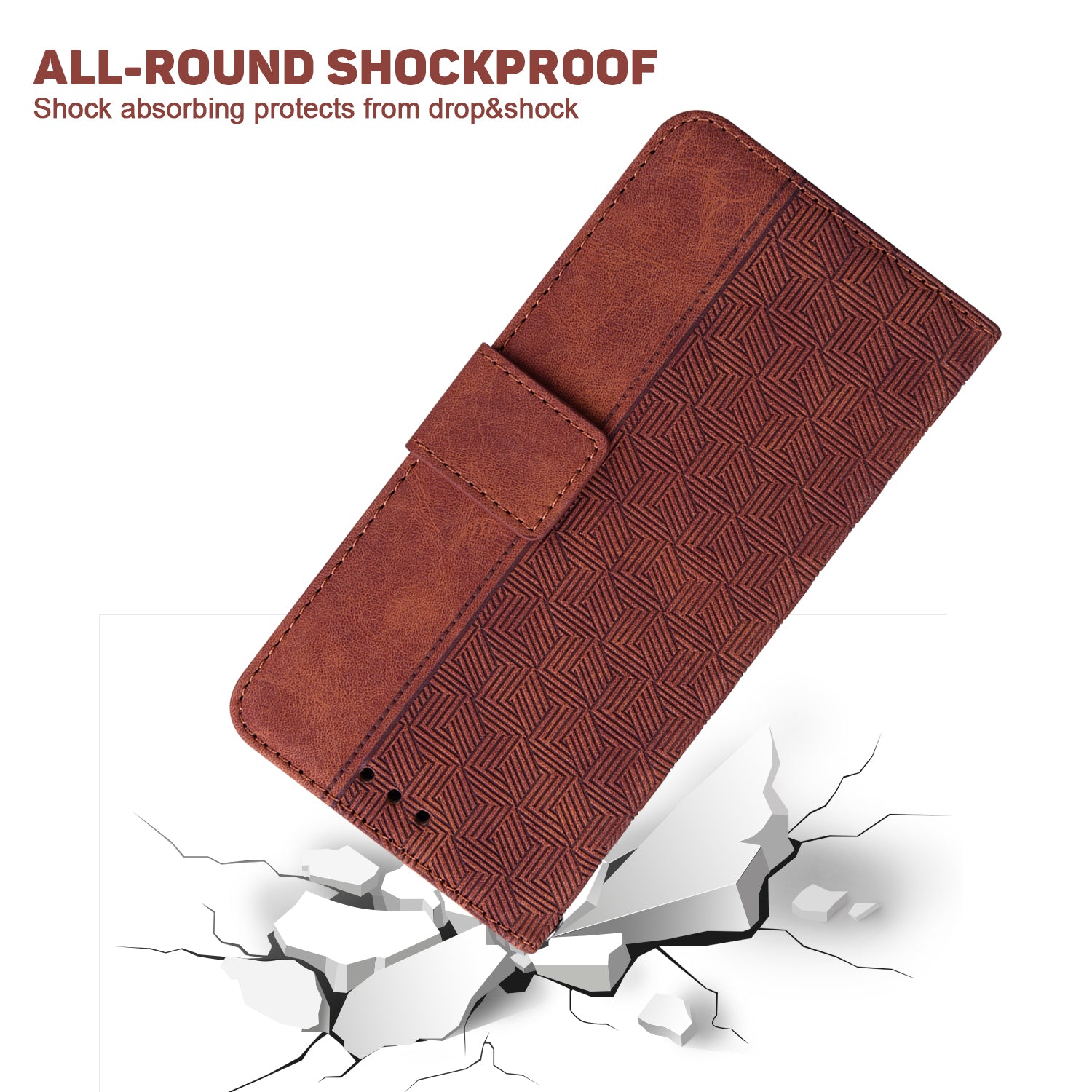 Phone Cover for Samsung Galaxy M34 5G / F34 5G , Wallet Stand PU Leather Geometry Imprinted Case - Brown