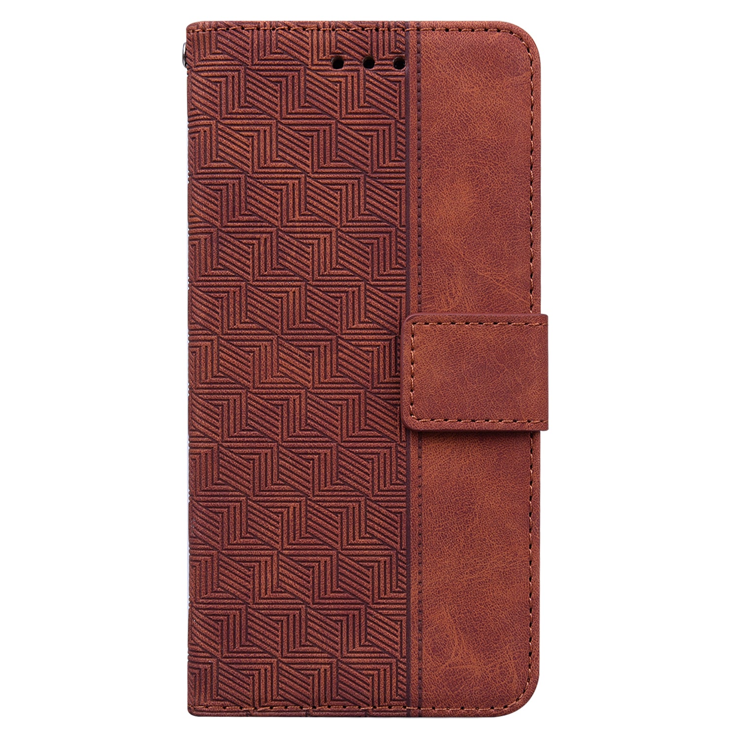 Phone Cover for Samsung Galaxy M34 5G / F34 5G , Wallet Stand PU Leather Geometry Imprinted Case - Brown