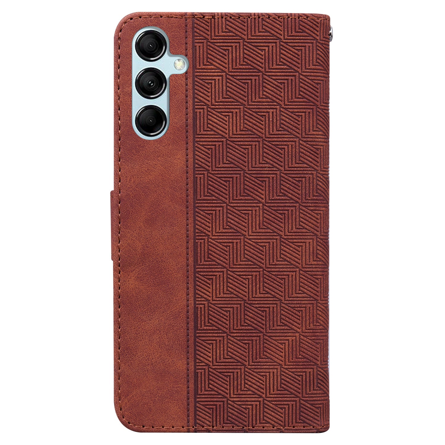 Phone Cover for Samsung Galaxy M34 5G / F34 5G , Wallet Stand PU Leather Geometry Imprinted Case - Brown